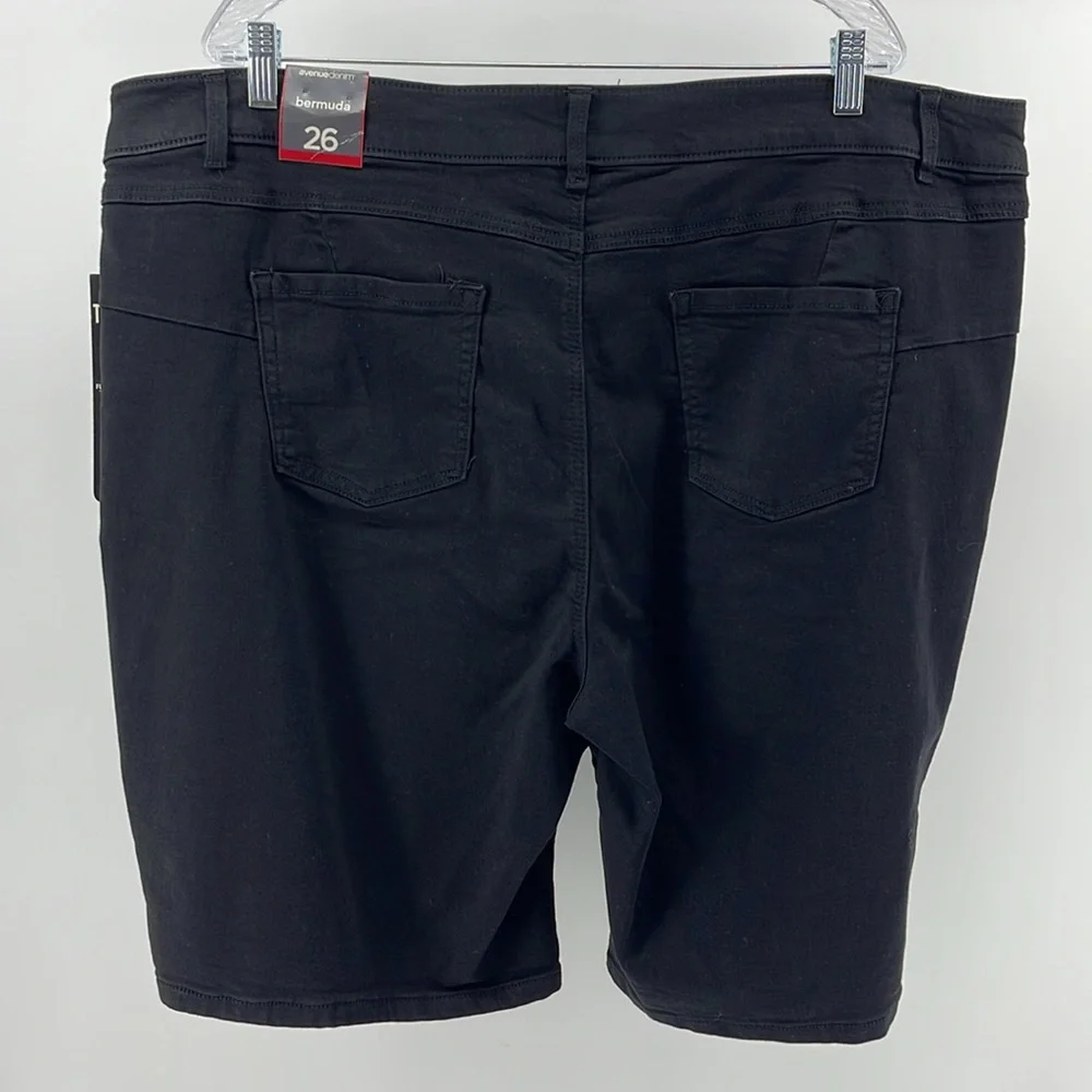 Avenue Denim Black Bermuda Shorts, Stretch Knit, NWT, Women's 26